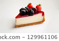 Cheesecake with berries and syrup 129961106