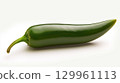 Green jalapeno pepper on white 129961113