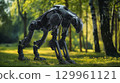 Robotic dog in a forest setting 129961121