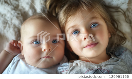 Siblings share a close, loving moment Siblings share a close, loving moment 129961166