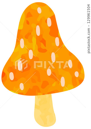 橙色蘑菇插畫與圖案向量素材 129961504