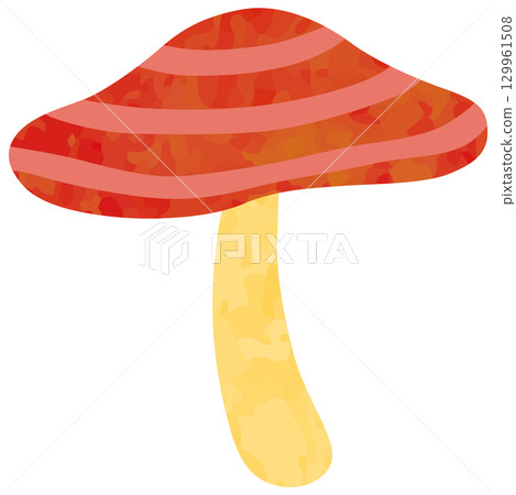 Large striped umbrella mushroom illustration vector material 129961508