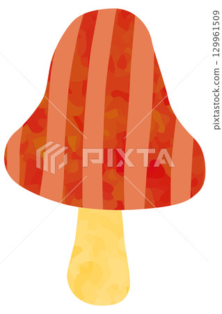 條紋紅色蘑菇插畫向量素材 129961509