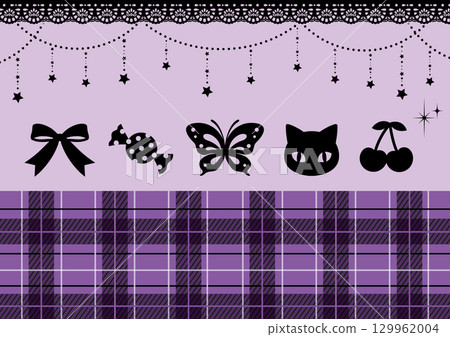 Cute Gothic Lolita Icons and Purple Check 129962004