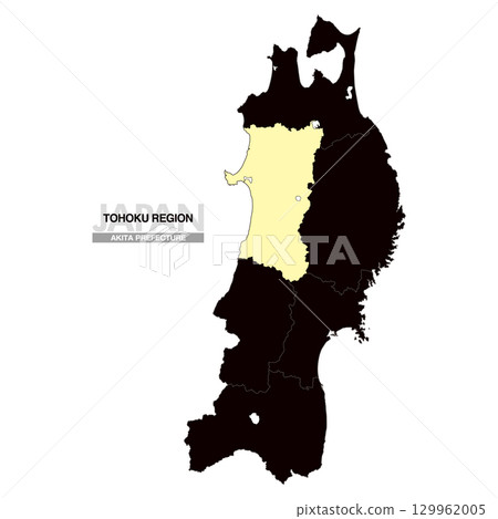 Map of Japan Tohoku Region Akita Prefecture with prefectural borders 03 Map of Japan Tohoku Region Akita Prefecture with prefectural borders 03 129962005