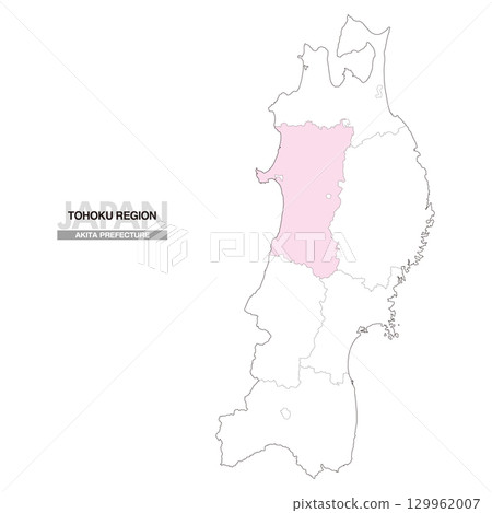 日本東北地區秋田縣地圖(含縣界 01) 日本東北地區秋田縣地圖(含縣界 01) 129962007