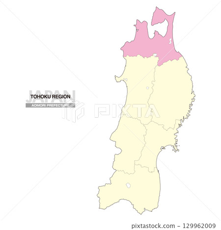 Map of Japan Tohoku Region Aomori Prefecture with prefectural borders 02 Map of Japan Tohoku Region Aomori Prefecture with prefectural borders 02 129962009
