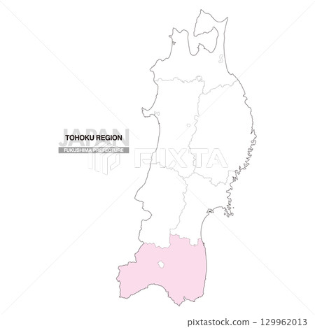 日本東北地區福島縣地圖(含縣界 01) 日本東北地區福島縣地圖(含縣界 01) 129962013