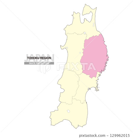 Map of Japan Tohoku Region Iwate Prefecture with prefectural borders 02 Map of Japan Tohoku Region Iwate Prefecture with prefectural borders 02 129962015