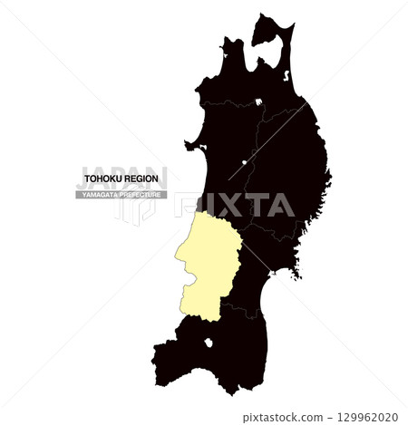 日本東北地區山形縣地圖（含縣界 03） 129962020