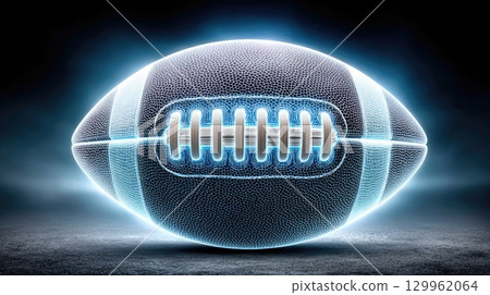 Futuristic glowing digital American football Futuristic glowing digital American football 129962064