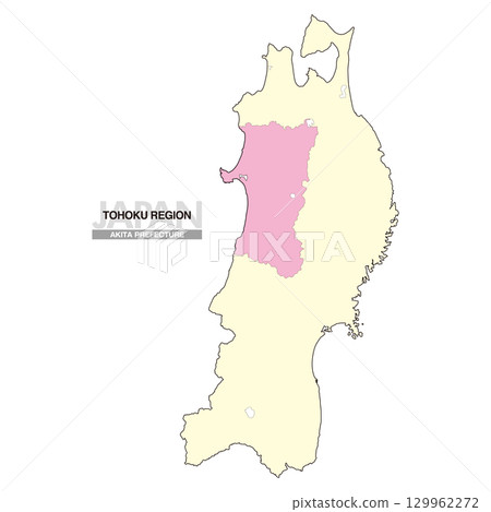 Map of Japan Tohoku Region Akita Prefecture No Prefectural Borders 02 129962272