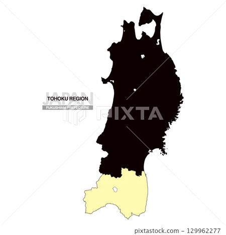 Map of Japan Tohoku Region Fukushima Prefecture No Prefectural Borders 03 129962277