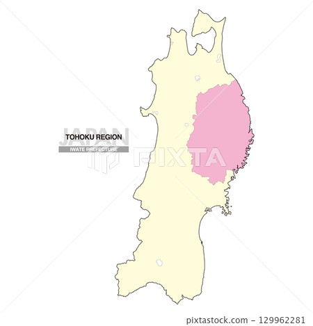 Map of Japan Tohoku Region Iwate Prefecture No Prefectural Borders 02 Map of Japan Tohoku Region Iwate Prefecture No Prefectural Borders 02 129962281