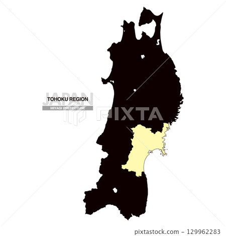 Map of Japan Tohoku Region Miyagi Prefecture No Prefectural Borders 03 Map of Japan Tohoku Region Miyagi Prefecture No Prefectural Borders 03 129962283
