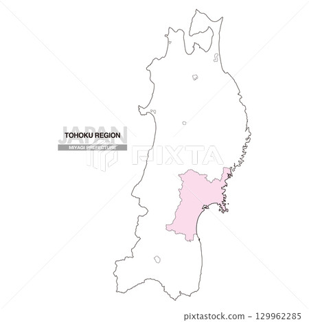 日本東北地區宮城縣地圖無縣界 01 日本東北地區宮城縣地圖無縣界 01 129962285