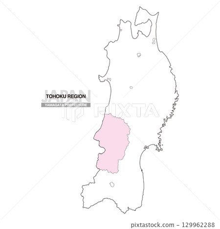 日本東北地區山形縣地圖無縣界 01 日本東北地區山形縣地圖無縣界 01 129962288