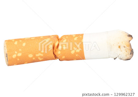 Cigarette Butt on White Background trash 129962327