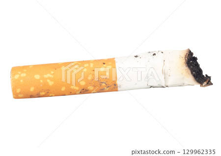 Cigarette Butt on White Background trash Cigarette Butt on White Background trash 129962335