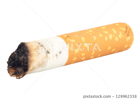Cigarette Butt on White Background trash Cigarette Butt on White Background trash 129962338