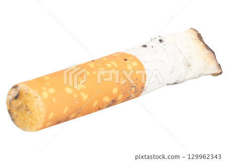 Cigarette Butt on White Background trash Cigarette Butt on White Background trash 129962343