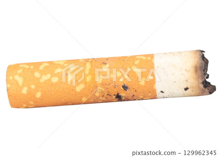 Cigarette Butt on White Background trash 129962345