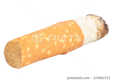 Cigarette Butt on White Background trash Cigarette Butt on White Background trash 129962352