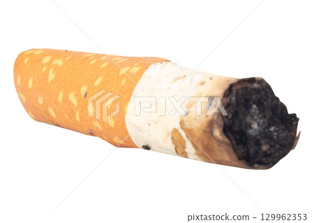 Cigarette Butt on White Background trash 129962353