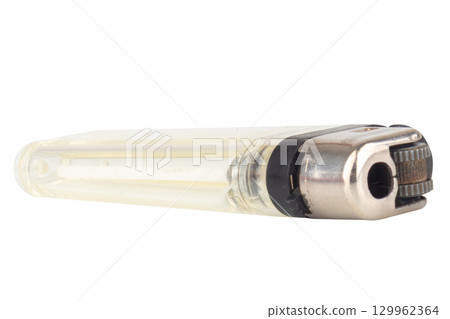Single White Lighter on White Background 129962364