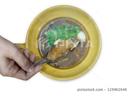 Top view of Hand with fish maw , focus selective 129962646