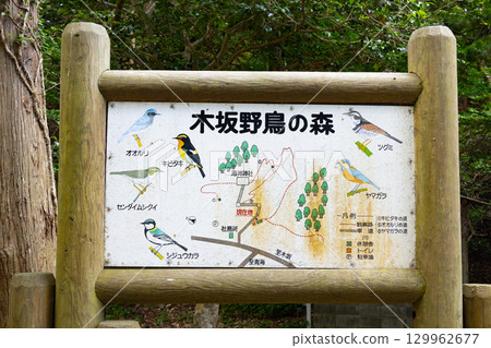 馬國一宮市凱金神社的木坂野鳥森林招牌 129962677