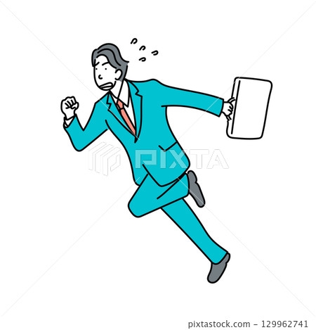 插圖 向量 商人 不耐煩 急忙 插圖 商人 不耐煩 急忙 急忙 急忙 129962741