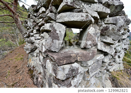 Nagaiwa Castle (Buzen Province), a prefectural historic site in Nakatsu City, Oita Prefecture. Stone walls and enclosures. Nagaiwa Castle (Buzen Province), a prefectural historic site in Nakatsu City, Oita Prefecture. Stone walls and enclosures. 129962821