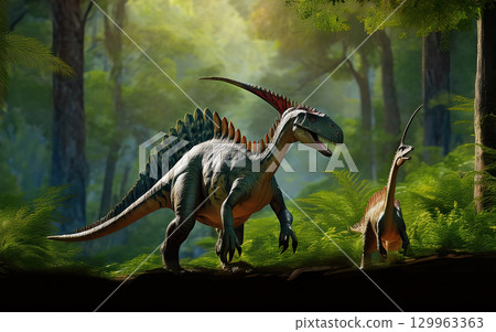 Generative AI Spinosaurus dinosaur from the Mid Jurassic Generative AI Spinosaurus dinosaur from the Mid Jurassic 129963363