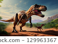 Generative AI T-Rex with its mouth open 129963367