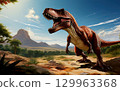 Generative AI T-Rex with its mouth open 129963368