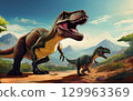 Generative AI T-Rex with its mouth open 129963369