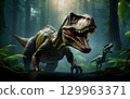 Generative AI T-Rex with its mouth open 129963371