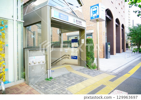 Todaimae Station and sidewalk in Tokyo 129963697