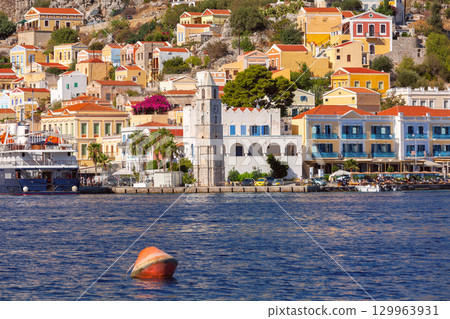 Colorful Neoclassical Houses in Symi, Greece 129963931