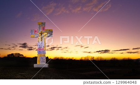 Stone Block Cross Dawn Stone Block Cross Dawn 129964048