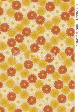 秋花系列：密集的小菊花圖案（橫向） 129964104