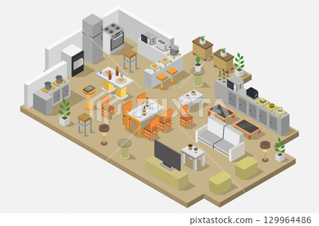 Isometric kitchen 129964486