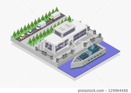 Isometric seaport 129964488