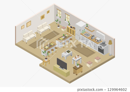 Isometric kitchen 129964602