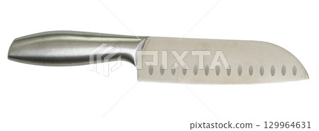 Stainless steel kitchen knife and handle, isolated on white background 129964631