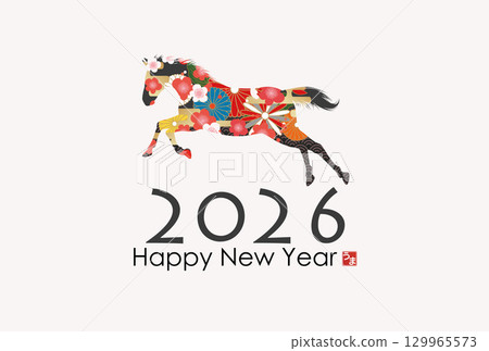 2026 Year of the Horse New Year's Card 2026 Year of the Horse New Year's Card 129965573