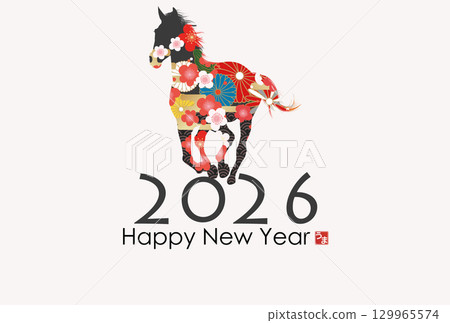 2026 Year of the Horse New Year's Card 129965574