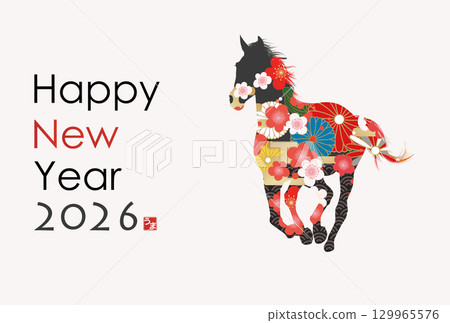2026 Year of the Horse New Year's Card 129965576