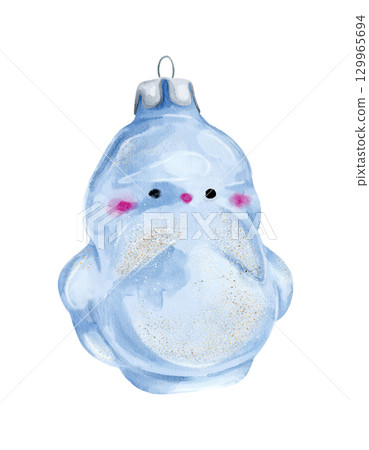 This charming Blue Snowman Christmas Toy Design is perfect for festive celebrations 129965694